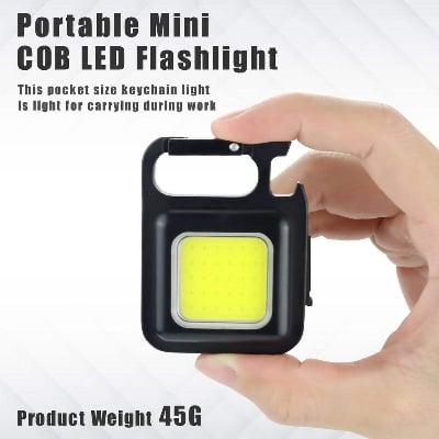 Picture of Universal Multifunctional Mini LED Keychain Flashlights Portable COB Work Light USB Charging Camping Lamp Outdoor Torch Fishing Lantern - Black