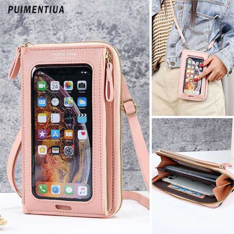 Picture of Women Bags Soft Leather Wallets Touch Screen ( pink color ) Women's Slant Mini Bag, Mobile Phone Bag, Fashion Mom Money Bag One - Shoulder Crossbody Bag is fashionable and versatile Purse Ladies Handbags Solid Color Casual Outdoor Daisy Canvas - Pink