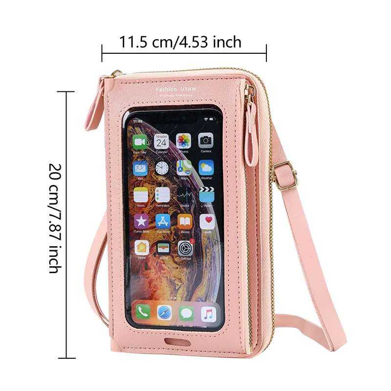 Picture of Women Bags Soft Leather Wallets Touch Screen ( pink color ) Women's Slant Mini Bag, Mobile Phone Bag, Fashion Mom Money Bag One - Shoulder Crossbody Bag is fashionable and versatile Purse Ladies Handbags Solid Color Casual Outdoor Daisy Canvas - Pink