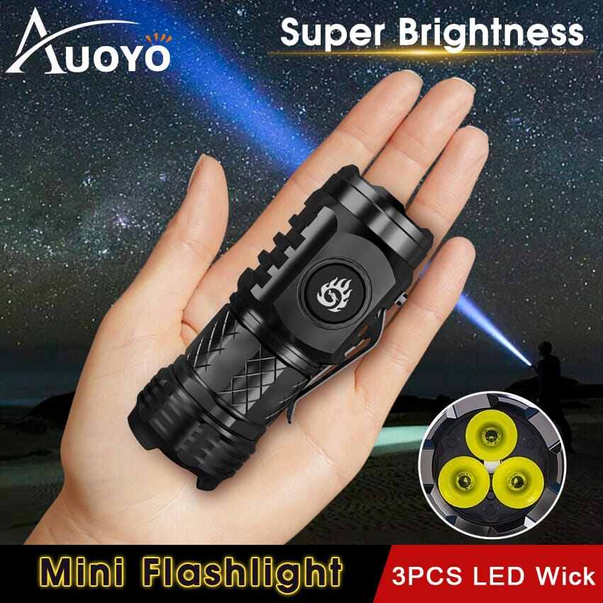 Picture of Mini Metal Super Power Flashlight/ Three - Eyed Monster Rechargeable Torch Mini Tactical Flashlight L - S60 Suitable for Power Outages, Emergencies, Camping, Hiking, and Outdoor Use 82mm Portable Small Flashlight, 5 Modes Ultra - Bright Waterproof Flashlight - Black
