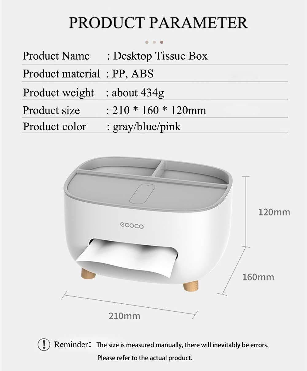 Picture of Multifunctional Tissue Box Cover & Tools Holder Style Tissue Box Holder Plastic Household Napkin Storage Box Practical Desk Organizer Office - Xaey - Multicolor