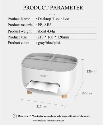 Picture of Multifunctional Tissue Box Cover & Tools Holder Style Tissue Box Holder Plastic Household Napkin Storage Box Practical Desk Organizer Office - Xaey - Multicolor