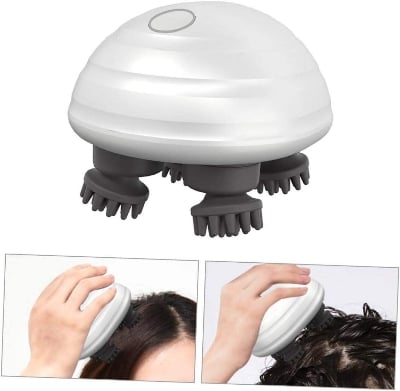 Picture of Electric Scalp Massager, Portable Head Massager with Kneading 96 Massage Nodes, With Red Light Therapy Handheld Head Scratcher Massager for Stress Relax and Pain Relief, Ideal Gifts for Women, Men - Multicolor