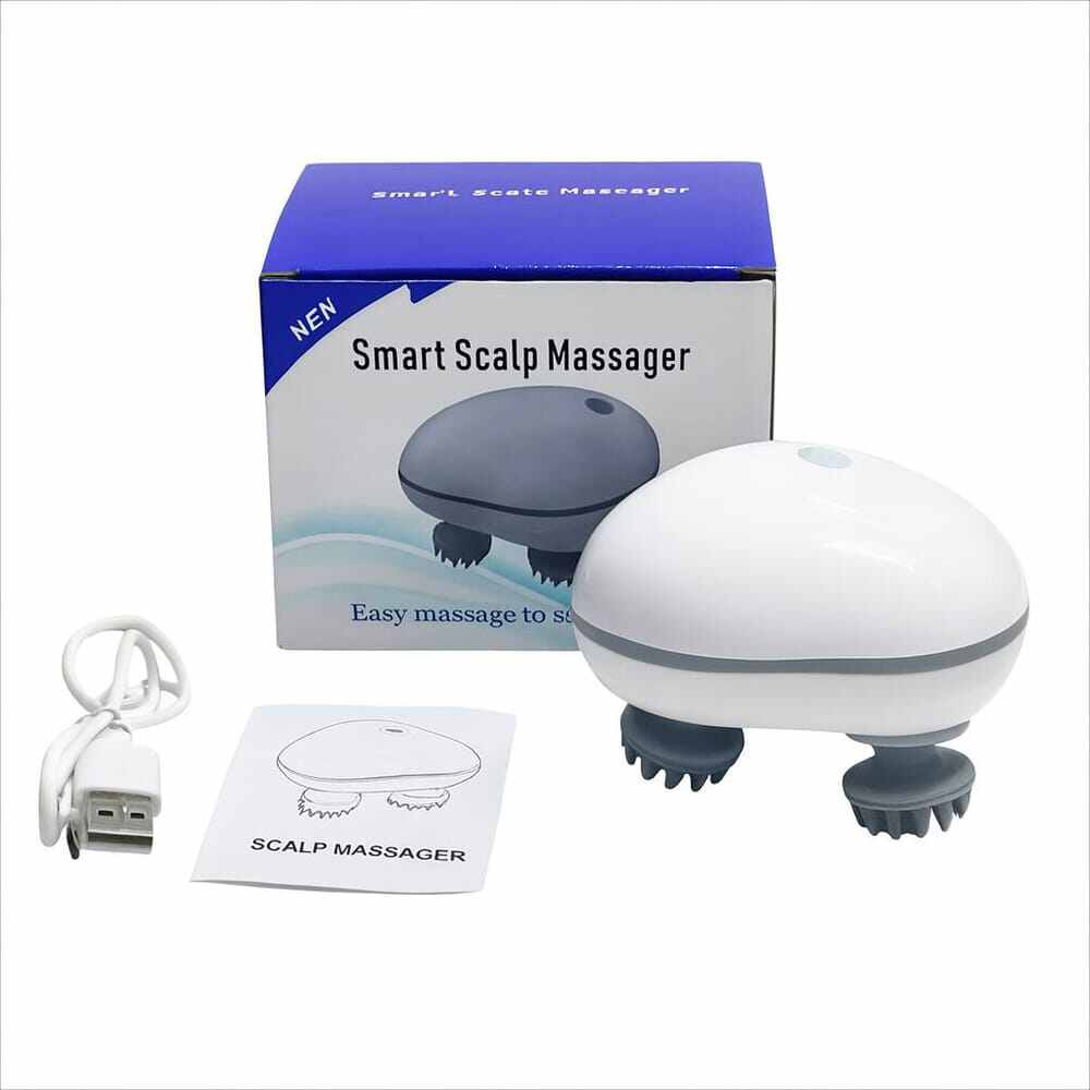 Picture of Electric Scalp Massager, Portable Head Massager with Kneading 96 Massage Nodes, With Red Light Therapy Handheld Head Scratcher Massager for Stress Relax and Pain Relief, Ideal Gifts for Women, Men - Multicolor