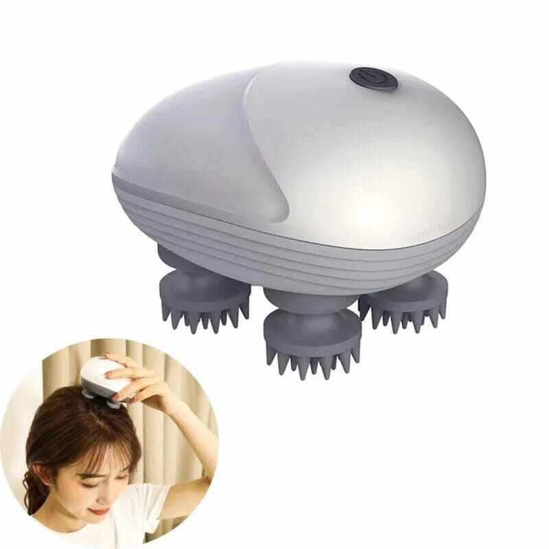Picture of Electric Scalp Massager, Portable Head Massager with Kneading 96 Massage Nodes, With Red Light Therapy Handheld Head Scratcher Massager for Stress Relax and Pain Relief, Ideal Gifts for Women, Men - Multicolor
