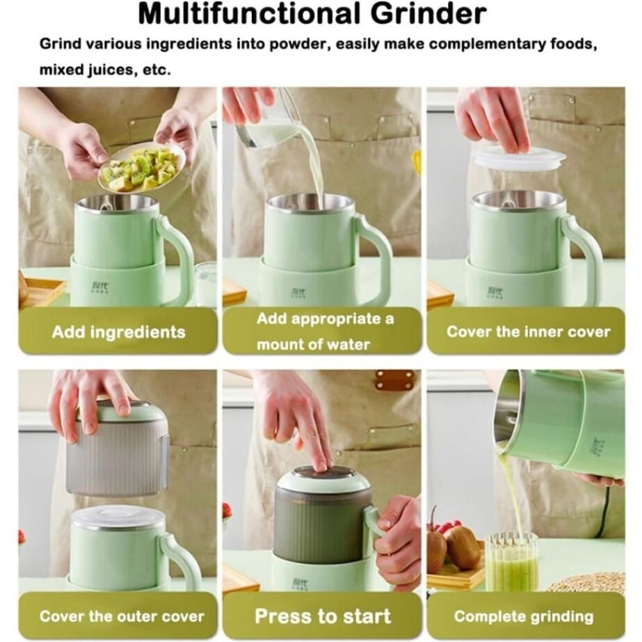 Picture of INIMA Japan Coffee Grinder 1500W Multi - functional Stainless Steel Grinder Electric Grinder 10 Blade Powerful Motor Spice Grinder & Blender Machine - 1500W - Green