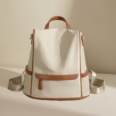 Picture of New Design Women Backpack Nylon Waterproof Anti - Theft Travel Bagpack(Apricot) Modern Fashion Women Nylon Zipper Backpack Multi - pocket Large Capacity School Bag Size Can Easily Accommodate Books Lunch Box Bag Casual Shoulder Bags for Teenagers Girls