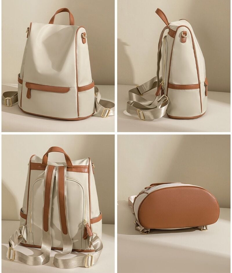 Picture of New Design Women Backpack Nylon Waterproof Anti - Theft Travel Bagpack(Apricot) Modern Fashion Women Nylon Zipper Backpack Multi - pocket Large Capacity School Bag Size Can Easily Accommodate Books Lunch Box Bag Casual Shoulder Bags for Teenagers Girls