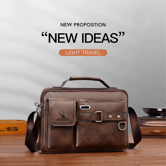 Picture of Men's Pu Leather Shoulder Bag (brown, Black, Chocolate shape) Pu Leather Bag For Men'S Shoulder - Elevate Style High - Quality And Stylish Brown Leather Bag - Designed To Be Carried
