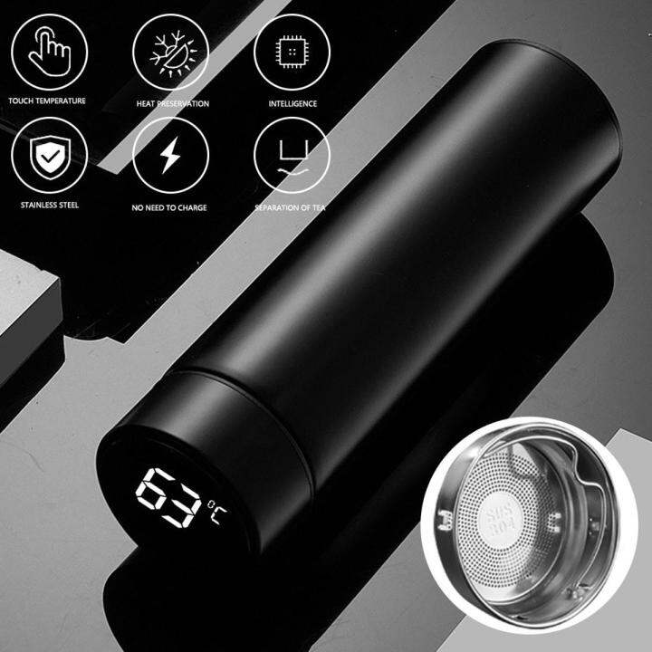 Picture of Stainless Steel Smart Water Bottle LED Digital Smart Vacuum Cup 500ml Thermos Stainless steel tumbler insulated Display Temperature Vacuum Flasks travel bottle - Multicolor