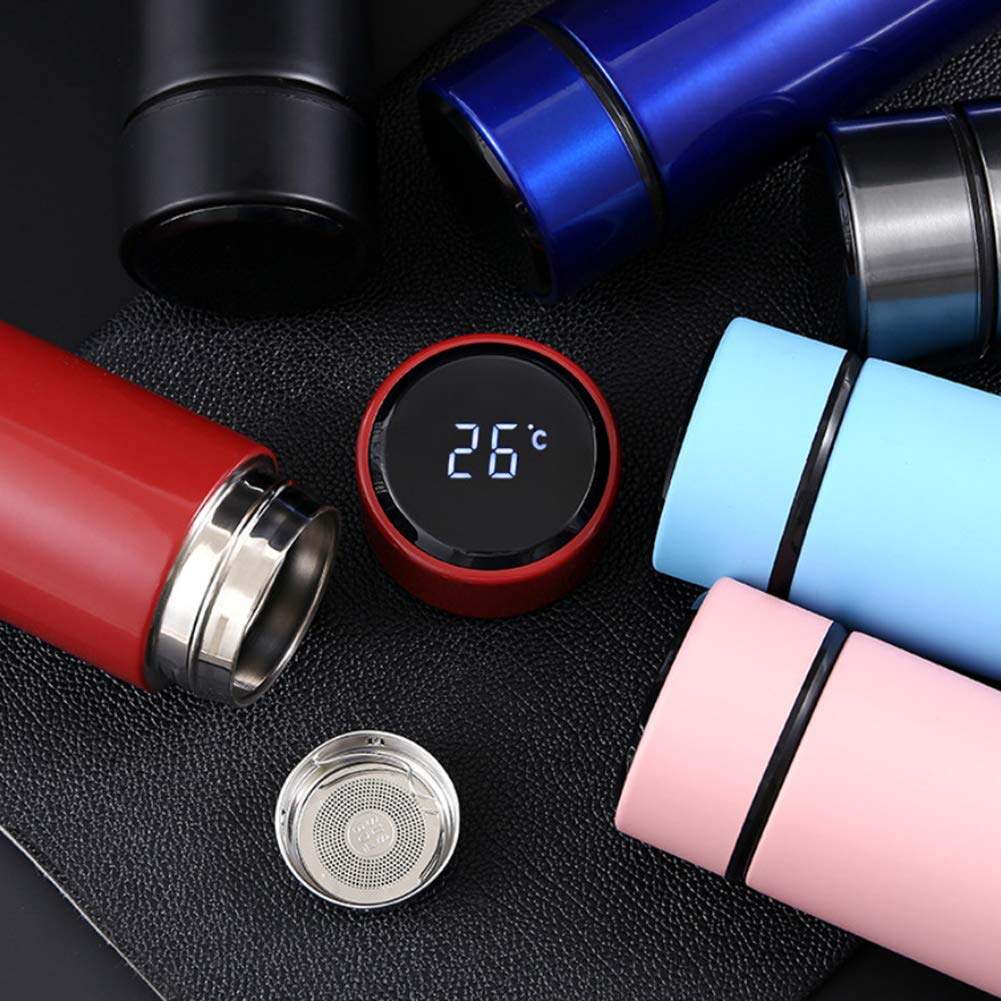 Picture of Stainless Steel Smart Water Bottle LED Digital Smart Vacuum Cup 500ml Thermos Stainless steel tumbler insulated Display Temperature Vacuum Flasks travel bottle - Multicolor
