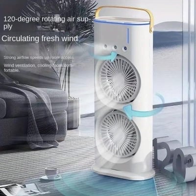 Picture of Double ended rechargeable air cooler & mist spray fan with Remote Control, Portable Air Cooler with LED Light Air Humidifier portable mini air conditioner for home, office & outdoor use rechargeable mini desktop cooler - Multicolor
