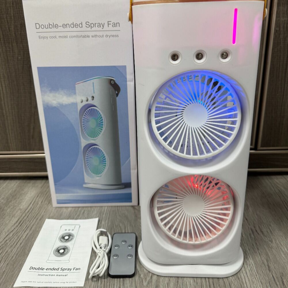 Picture of Double ended rechargeable air cooler & mist spray fan with Remote Control, Portable Air Cooler with LED Light Air Humidifier portable mini air conditioner for home, office & outdoor use rechargeable mini desktop cooler - Multicolor