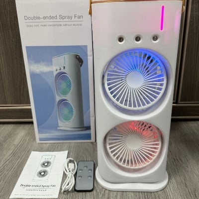Picture of Double ended rechargeable air cooler & mist spray fan with Remote Control, Portable Air Cooler with LED Light Air Humidifier portable mini air conditioner for home, office & outdoor use rechargeable mini desktop cooler - Multicolor