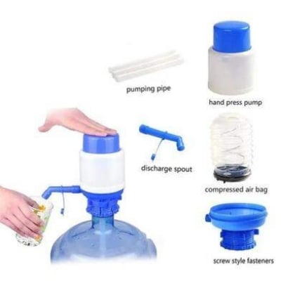 Picture of Bottle Water Pump Dispenser white & blue Easily Dispense Water From Bottles With This Manual Water Pump Dispenser Manual Water Pump For Cans Large Providing Convenience For Your Home Or Office - Multicolor