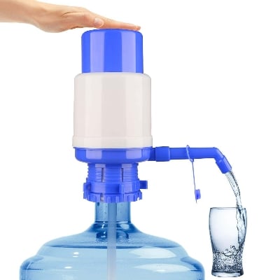 Picture of Bottle Water Pump Dispenser white & blue Easily Dispense Water From Bottles With This Manual Water Pump Dispenser Manual Water Pump For Cans Large Providing Convenience For Your Home Or Office - Multicolor
