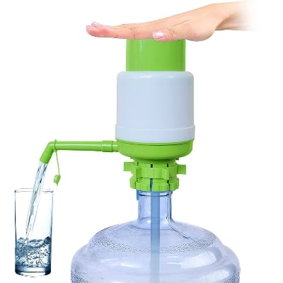 Picture of Bottle Water Pump Dispenser white & blue Easily Dispense Water From Bottles With This Manual Water Pump Dispenser Manual Water Pump For Cans Large Providing Convenience For Your Home Or Office - Multicolor