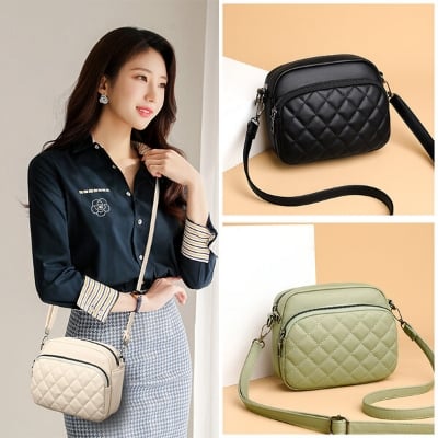 Picture of 3 Zipper Crossbody CAR - 7 for Women Stylish/ Fashionable Women/ Girls Luxury Purses And Messenger Handbags| Elegant Bag (Cream)