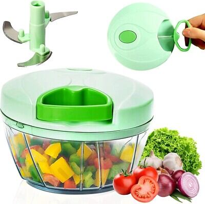 Picture of 5 Blade Stainless Steel Large Capacity Multi Function Vegetable Cutter Big Handy Chopper Large Capacity Multi Function Manual Meat Fruit Egg Shredder Slicer Food Grinder 900ml Spiral Slicer - Multicolor