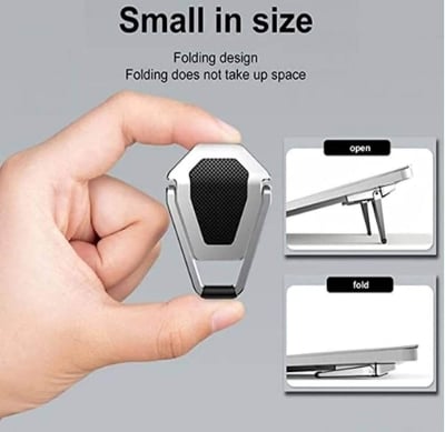 Picture of Universal Metal Foldable Laptop Stand Non - slip Bracket Support for Macbook Pro Air Lenovo Notebook Laptops Mount Holder Feets Portable Heat Dissipation Bracket Game Book Support for Apple Macbook Pro Air Notebook Heat Reduction Holder Laptop Accessories - Silver
