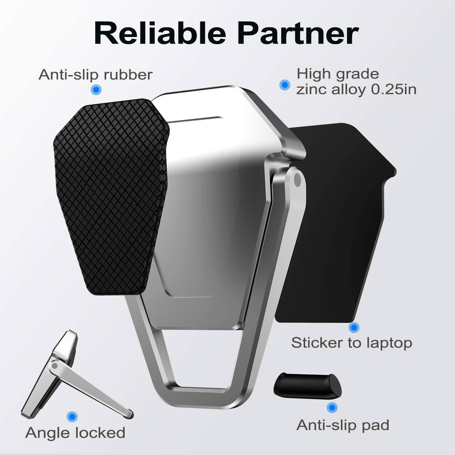 Picture of Universal Metal Foldable Laptop Stand Non - slip Bracket Support for Macbook Pro Air Lenovo Notebook Laptops Mount Holder Feets Portable Heat Dissipation Bracket Game Book Support for Apple Macbook Pro Air Notebook Heat Reduction Holder Laptop Accessories - Silver