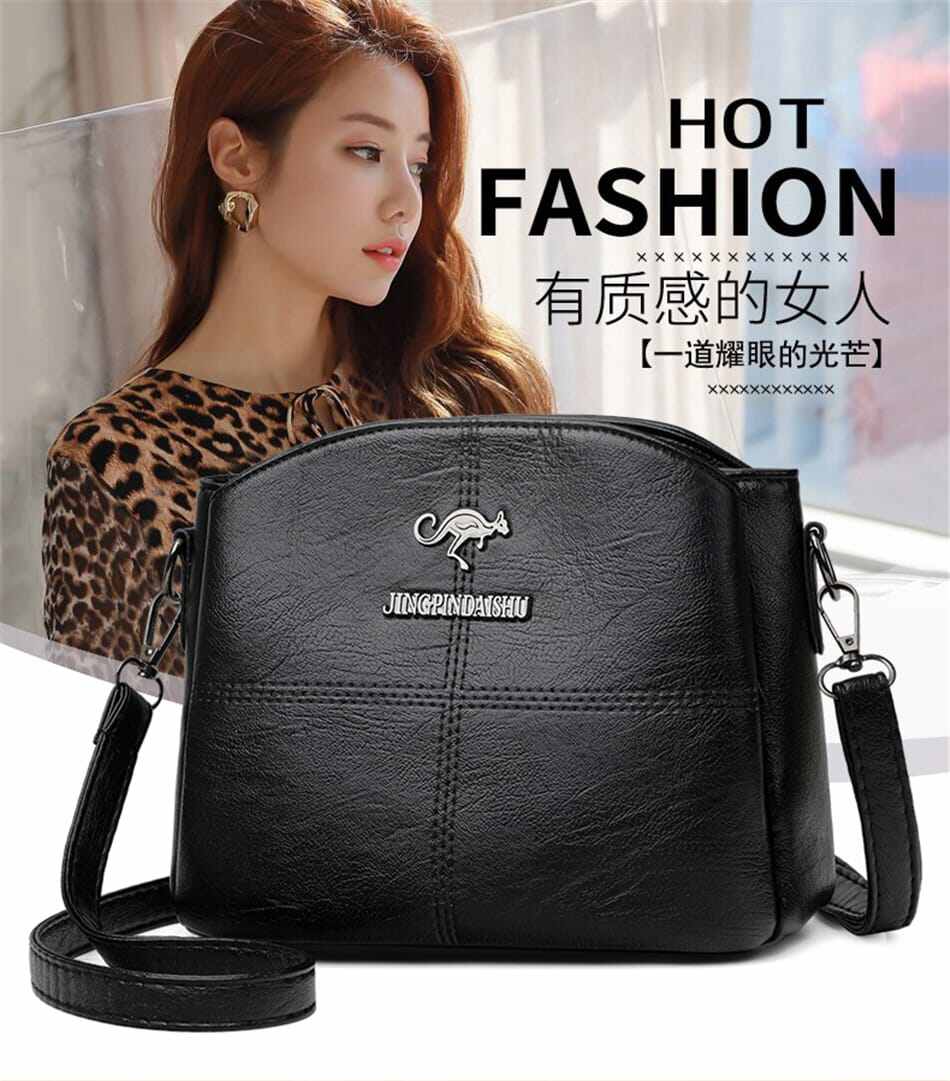 Picture of 3 Layers Luxury Messenger Crossbody Bags black Stylish/ Fashionable Women/ Girls Hand Bags Luxury Purses And Messenger Handbags - Black
