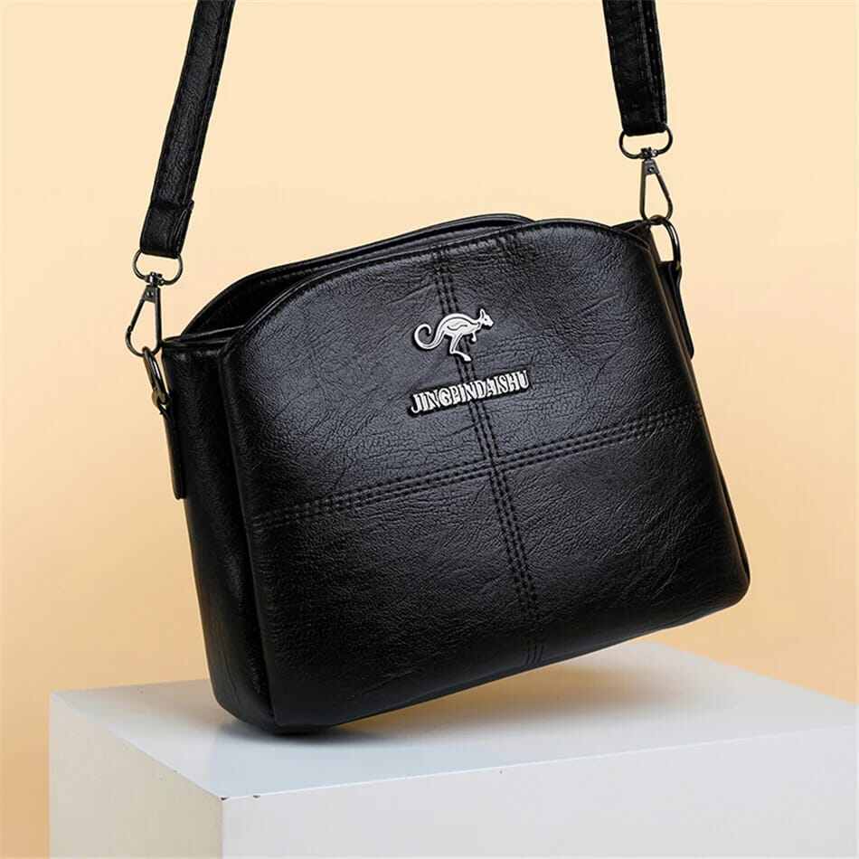 Picture of 3 Layers Luxury Messenger Crossbody Bags black Stylish/ Fashionable Women/ Girls Hand Bags Luxury Purses And Messenger Handbags - Black
