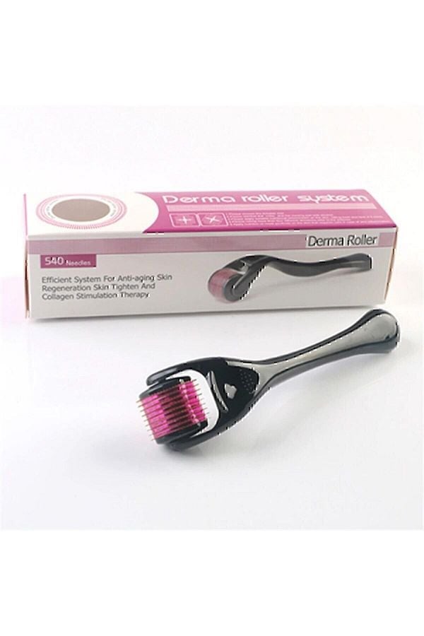Picture of Derma Roller 540 Titanium Micro Needle Roller For Facial Skin Therapy And Hair, Beard Growth Skin Care Products - Black
