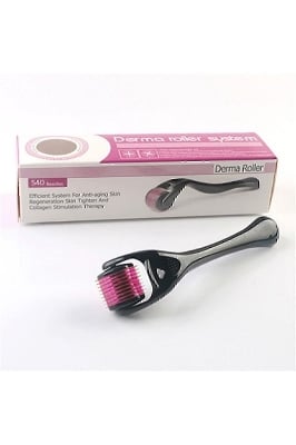 Picture of Derma Roller 540 Titanium Micro Needle Roller For Facial Skin Therapy And Hair, Beard Growth Skin Care Products - Black