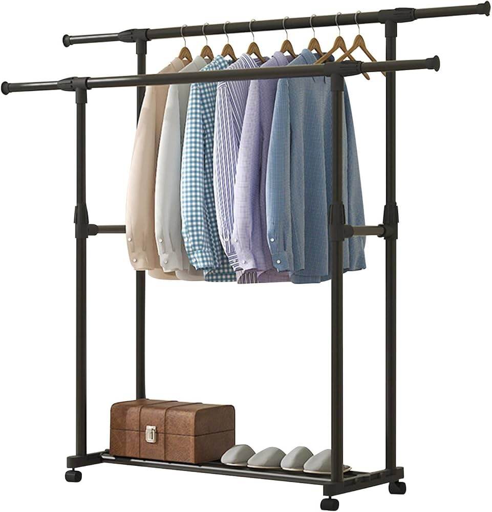 Picture of Folding Double Pole Clothing Rack for Home Shoe Rack Portable Alna - cloth hanger - Multicolor