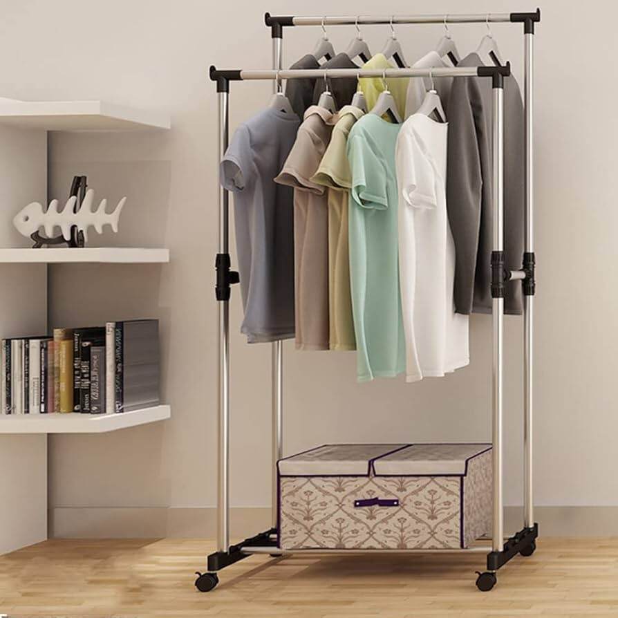 Picture of Folding Double Pole Clothing Rack for Home Shoe Rack Portable Alna - cloth hanger - Multicolor