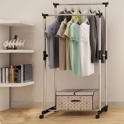 Picture of Folding Double Pole Clothing Rack for Home Shoe Rack Portable Alna - cloth hanger - Multicolor