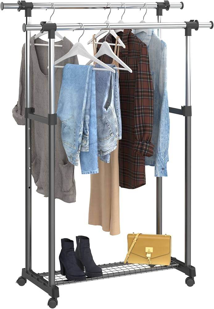 Picture of Folding Double Pole Clothing Rack for Home Shoe Rack Portable Alna - cloth hanger - Multicolor