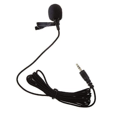 Picture of 3.5mm Jack Microphone Tie Clip - on Lapel Mikrofon Microfono Mic for Mobile Phone - Microphone for Smartphone and Audio Devices, Clear Sound, Universal Compatibility, Black
