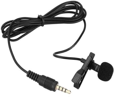 Picture of 3.5mm Jack Microphone Tie Clip - on Lapel Mikrofon Microfono Mic for Mobile Phone - Microphone for Smartphone and Audio Devices, Clear Sound, Universal Compatibility, Black