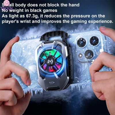 Picture of Rechargeable Universal Mini Mobile Phone Cooling Fan Radiator Turbo Hurricane Game Cooler Cell Phone Cool Heat Sink USB powered/ Rechargeable Chicken King Refrigeration Artifact Game Cooling Back Clip Live Streaming - Black