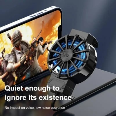 Picture of Rechargeable Universal Mini Mobile Phone Cooling Fan Radiator Turbo Hurricane Game Cooler Cell Phone Cool Heat Sink USB powered/ Rechargeable Chicken King Refrigeration Artifact Game Cooling Back Clip Live Streaming - Black