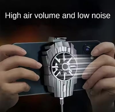 Picture of Rechargeable Universal Mini Mobile Phone Cooling Fan Radiator Turbo Hurricane Game Cooler Cell Phone Cool Heat Sink USB powered/ Rechargeable Chicken King Refrigeration Artifact Game Cooling Back Clip Live Streaming - Black