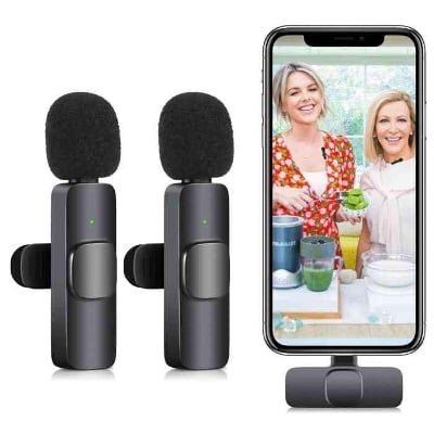 Picture of K35 Dual Wireless Dynamic Microphone with Noise Cancelling 3.5mm Supported for Camera, Sound card, Smartphone