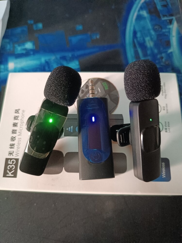 Picture of K35 Dual Wireless Dynamic Microphone with Noise Cancelling 3.5mm Supported for Camera, Sound card, Smartphone