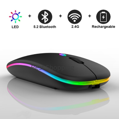 Picture of Rechargeable Wireless Rgb Waterproof Optical Mouse For Pc And Laptop Gamer Dual Model 2.4Ghz Mouse - Versatile And Waterproof Wireless Gaming Mouse Dual Mode Rechargeable RGB Mouse DPI Button - Multicolor