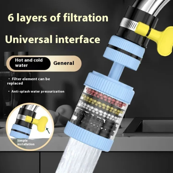 Picture of Universal Shower Faucet 6 Layers Faucet Water Filter Tap Purifier Splash - proof Water Saving Bubbler for Bathroom Home Kitchen High - Quality Purification Accessory