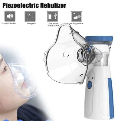Picture of Mesh Portable Nebulizer - Handheld Ultrasonic Atomizer for Breathing Support, Personal Inhaler for Home Use Steam Inhaler for Kids & Adults with Smart USB Connector One Touch Operation, No Noise, Lightweight, Travel Friendly