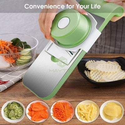 Picture of 5 In 1 Vegetable Cutter Kitchen Items Cutting Tools Vegetables and Fruits Cutter Grater for Vegetables Slicers Shredders Multi Slicer Peeler Carrot - Green