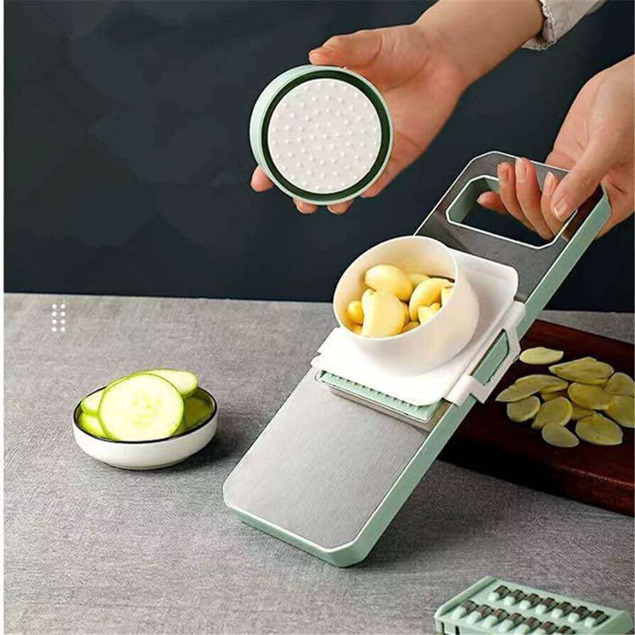 Picture of 5 In 1 Vegetable Cutter Kitchen Items Cutting Tools Vegetables and Fruits Cutter Grater for Vegetables Slicers Shredders Multi Slicer Peeler Carrot - Green
