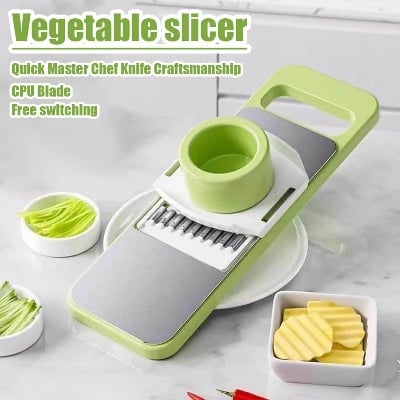 Picture of 5 In 1 Vegetable Cutter Kitchen Items Cutting Tools Vegetables and Fruits Cutter Grater for Vegetables Slicers Shredders Multi Slicer Peeler Carrot - Green