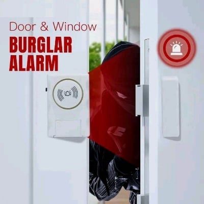 Picture of Wireless Window Door Entry Security Burglar Alarm Chime Doorbell Magnetic Sensor and Loud Sound Siren, Anti Theft System for Home & Office Calling Bell - Multicolor