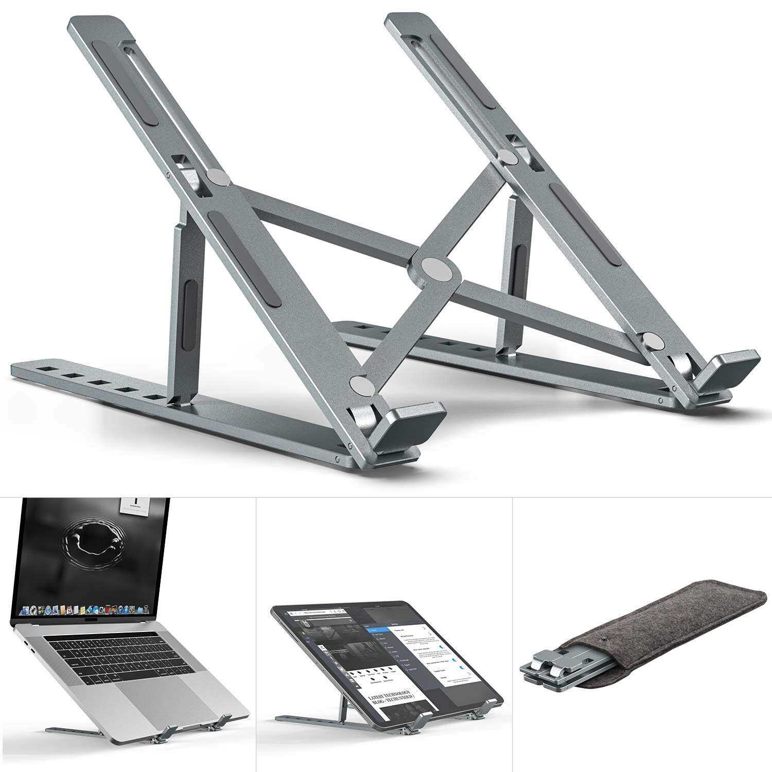 Picture of Premium Laptop Stand Aluminum Alloy Creative Folding Adjustable Multi - angle Laptop Stand 10 - 17 inch Tab Notebook laptop stand - Multicolor