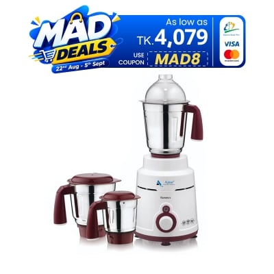 Picture of Blender Plus Mixer Grinder 1200 Watts from India Auto Cut Off Protection Compact 3 SS Jars Superior Performance Lift and Grind Blades