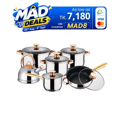 Picture of Kaisa Villa 12 Pcs Stainless Steel Cookware Set with Lid INDUCTION KV-1004